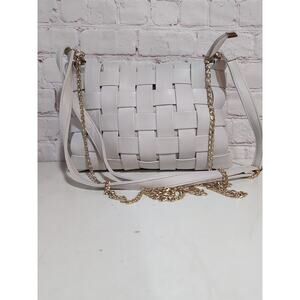 Anthropologie Lindy Woven Vegan Clutch Shoulder Crossbody Bag Beige Bone